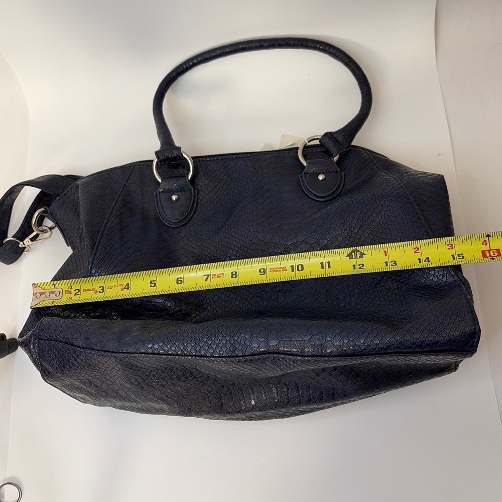 New York and Company Navy Blue Snakeskin Satchel Handbag Crossbody Bag NWT - Picture 10 of 11